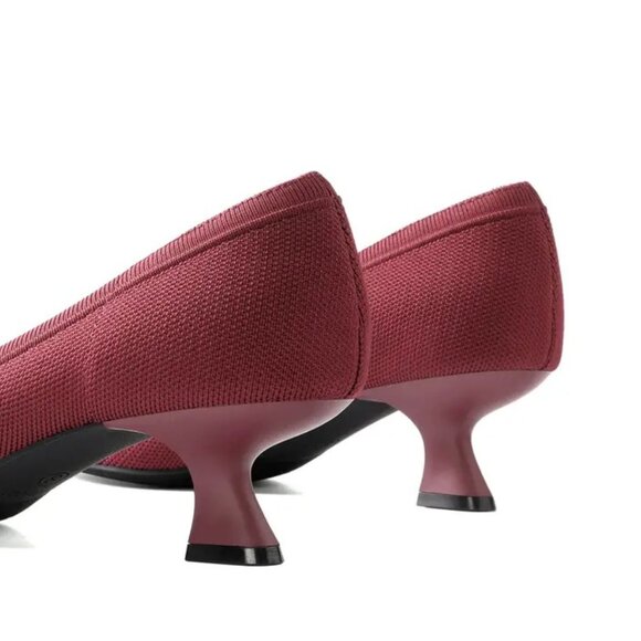 Women’s Low Block Heel Pumps – Pointed Toe Knit Dress Shoes, Comfortable Slip-On - Picture 5 of 5